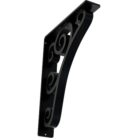 Ekena Millwork Tristan Wrought Iron Bracket, (Triple center brace), Powder Coated Black 2"W x 10"D x 12"H BKTM02X10X12TTN
